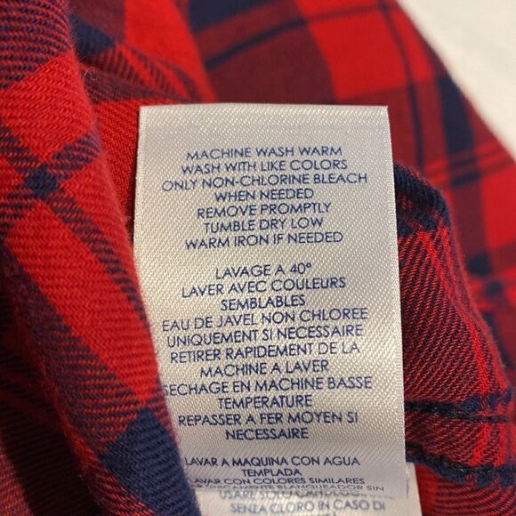 Red plaid long sleeve button front blouse size large by Chaps - Picture 7 of 8